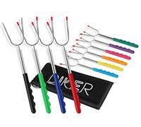 DIKER Brochettes pour Barbecue INOX, Accessoire Barbecue, Pique a Brochette, Pic a Brochette, Ustensile Barbecue, Barbecook Kebab (10, Couleur)