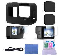 DIKER Coffret Protection Complète en Silicone pour GoPro Hero 13 Black - Housse Anti-Choc, Verre Trempé Écran, Cache-Lens & Cordon - Compatible Go Pro Hero 13 12 11 10 9