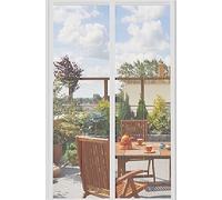 DIKER Moustiquaire Porte Fenetre Aimantée Magnetique, Rideaux Anti Mouches pour Porte,Rideaux Toile Insect Ecran,Moustiquaire Baie Vitree Coulissante,Magnétique Moustique Sans Perçage(75x210cm,Blanc)