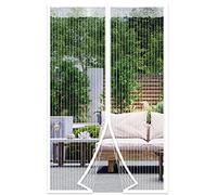 DIKER Moustiquaire Porte Fenetre Magnétique 100x210cm Rideau de Porte Antimoustique Maille Ultra Fine Moustiquaire avec Fermeture Aimantée Sans Perçage pour de Balcon, Chambre, Blanc