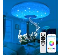 DIKHEE Plafonnier LED Ø30cm 36W avec Haut-Parleur Bluetooth, Télécommande et Contrôle APP, Dimmable RGB Backlight pour Salle de Bain, Chambre, Cuisine, Chambre d'Enfant