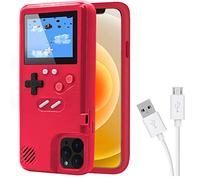 DIKKAR Coque de console de jeu pour iPhone, coque de protection rétro auto-alimentée avec 36 petits jeux, écran couleur, coque de jeux vidéo pour iPhone 13 Mini (rouge)