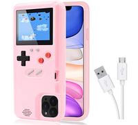 DIKKAR Game Case Coque de Protection rétro pour iPhone 11 avec Alimentation Propre 36 Petits Jeux, écran Couleur, étui de Jeu vidéo pour iPhone 11 (Rose, iPhone 11)