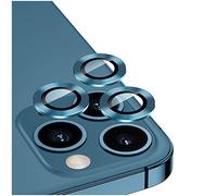 DIKKAR Protecteur D'objectif de Caméra pour iPhone 12 Pro Max, HD Verre Trempé Alliage D'aluminium Anneau Métallique Cercle Film de Protection D'écran,Installation Facile (Bleu Pacifique)