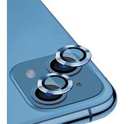 DIKKAR Protecteur D'objectif de Caméra pour iPhone 13/13Mini, HD Verre Trempé Alliage D'aluminium Anneau Métallique Cercle Film de Protection D'écran,Installation Facile (Bleu)