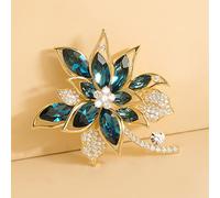 DIKNAC Broches Pins Broche Broches for Fille et Femmes Vintage vêtements décoration Bijoux de Bijouterie Cristal Broche Broches Artisanat Épingles Broche Pin (Blue : Bronze)