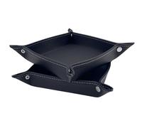 Diko.style®- Set de 2 Plateaux Vide Poche Entree en Cuir PU | Plateau a Bijoux et Vide Poche Design | Organisateur d'Entrée et Rangement Clef (Noir, 24 cm)