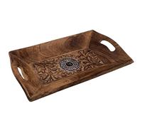 Diko.style® - Vide Poche Entree Bois Plateau Decoratif Organisateur Entrée - Deco Zen avec Bouddhas Décoratifs, Éléphant Porte-Bonheur - 24X15,5X4,6 cm (Roue de la Vie)