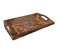 Diko.style® - Vide Poche Entree Bois Plateau Decoratif Organisateur Entrée - Deco Zen avec Bouddhas Décoratifs, Éléphant Porte-Bonheur - 24X15,5X4,6 cm (Fleur de Lotus)