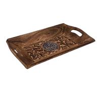 Diko.style® - Vide Poche Entree Bois Plateau Decoratif Organisateur Entrée - Deco Zen avec Bouddhas Décoratifs, Éléphant Porte-Bonheur - 24X15,5X4,6 cm (Om)