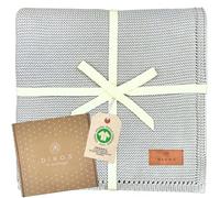 DIKOS® Couverture bébé - 100% Coton Bio - GOTS - Couverture Nouveau-né - pour Toute l'année - Couverture tricotée pour Fille et garçon - Equipement de première qualité - Cadeau (Gris)