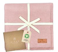 DIKOS® Couverture bébé - 100% Coton Bio - GOTS - Couverture Nouveau-né - pour Toute l'année - Couverture tricotée pour Fille et garçon - Equipement de première qualité - Cadeau (Vieux Rose)