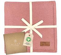 DIKOS® Couverture bébé - 100% Coton Bio - GOTS - Couverture Nouveau-né - pour Toute l'année - Couverture tricotée pour Fille et garçon - Equipement de première qualité - Cadeau (Baies)