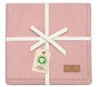 DIKOS® Couverture bébé - 100% Coton Bio - GOTS - Nouveau-né - pour Toute l'année - Couverture tricotée pour Fille et garçon - Equipement de première qualité - Cadeau (Vieux Rose)
