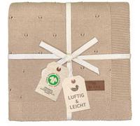 DIKOS® Couverture pour bébé Ajour d'été en Tricot Rose | 100% Coton Bio | Couverture tricotée pour bébé | en Coton | Cadeau de Naissance baptême (Marron Beige)