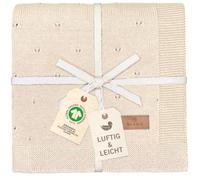 DIKOS® Couverture pour bébé Ajour d'été en Tricot Rose | 100% Coton Bio | Couverture tricotée pour bébé | en Coton | Cadeau de Naissance baptême (Beige Naturel)