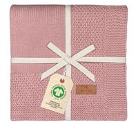 DIKOS® Couverture pour bébé en 100% Coton Bio GOTS | Couverture tricotée Douce pour Nouveau-né avec Bordure pour Fille/garçon Toute l'année | Durable en Coton | Cadeau de Naissance (Baies)