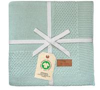 DIKOS® Couverture pour bébé en 100% Coton Bio GOTS | Couverture tricotée Douce pour Nouveau-né avec Bordure pour Fille/garçon Toute l'année | Durable en Coton | Cadeau de Naissance (Menthe)