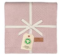 DIKOS® Couverture pour bébé en 100% Coton Bio GOTS | Couverture tricotée Douce pour Nouveau-né avec Bordure pour Fille/garçon Toute l'année | Durable en Coton | Cadeau de Naissance (Vieux Rose)