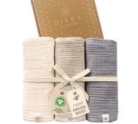 DIKOS® Lot de 3 Langes en Mousseline de qualité supérieure pour bébé - 64 x 64 cm - Douces et absorbantes en Coton Bio (GOTS, Oeko-TEX) - Serviettes en Mousseline de Soie crème (Taupe crème)
