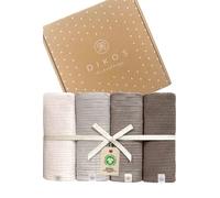 DIKOS® Premium Langes Bébé Crème | 100% Coton Biologique Certifié GOTS | 64x64cm Set de 4 Pièces | Lange Mousseline Crêpe Bebe Doux Garçon et Fille | Cadeau de Naissance Nouveau Né (Taupe crème)