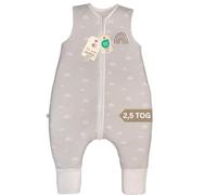 DIKOS Sac de couchage avec pieds, 2.5 Tog Rainbow, gris, sac de couchage toute l'année avec jambes en coton bio, certifié Oeko-Tex, sac de couchage pour bébé fille/garçon (Gris, 90)