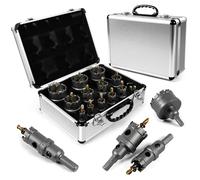 DIKTALK Kit de scie-cloche en carbure de tungstène de 16 pièces pour métal/bois/acier/fer/plastique, avec 2 forets pilotes amovibles et 2 clés en L