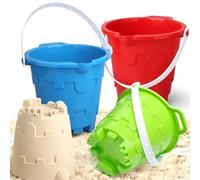 Dilabnda Beach Castle Seau Ensemble de Jouets avec Sac en Filet, 3 seaux de Sable colorés pour Enfants Tout-Petits Jeu en Plein air Sandbox Snow Yard