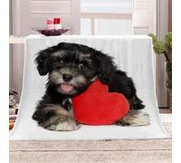 DILANI Couverture Polaire Schnauzer Couverture 150x200 Super Douce et Chaude Chien Animal Peluche Couverture Flanelle en Microfibre pour Fille garçons bébé Toutes Les Saisons