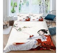 DILANI Housse De Couette 140x200cm Enfant 3D Japon Anime Microfibre Parure de Lit 1 Personne avec Fermeture à Glissière et 2 Taies d'oreiller 50x75 Manga Fille 3 Pièces pour Garçon Fille