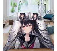 DILANI Housse De Couette 140x200cm Enfant 3D Japon Anime Microfibre Parure de Lit 1 Personne avec Fermeture à Glissière et 2 Taies d'oreiller 50x75 Manga Fille 3 Pièces pour Garçon Fille