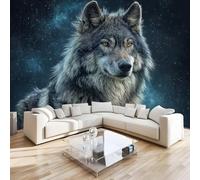 DILANI Papier Peint Panoramique 3d Loup Intissé Poster Tableaux Muraux Kawaii Animaux Décoration murale Art Wallpaper pour Salon Cuisines Bureau Chambre d'enfants Décor 200x140 cm