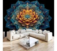 DILANI Papier Peint Panoramique 3d Mandala Lotus Intissé Poster Tableaux Muraux Bohême Décoration murale Art Wallpaper pour Salon Cuisines Bureau Chambre d'enfants Décor 200x140 cm