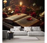 DILANI Papier Peint Panoramique 3d Roses Intissé Poster Tableaux Muraux Runes Rétro Décoration murale Art Wallpaper pour Salon Cuisines Bureau Chambre d'enfants Décor 366x254 cm