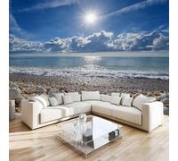 DILANI Papier Peint Panoramique 3d Sky Beach Intissé Poster Tableaux Muraux Soleil Décoration murale Art Wallpaper pour Salon Cuisines Bureau Chambre d'enfants Décor 366x254 cm