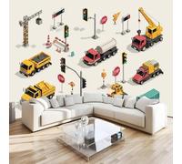 DILANI Papier Peint Panoramique Intissé Photo Mural Camion 350x256 cm 3D Motif Muraux Geant Mat Poster Dessins Animés Véhicules Décoration murale Art non tissé décoration chambre TV mur salon