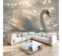 DILANI Papier Peint Panoramique Intissé Photo Mural Cygne 300x210 cm 3D Motif Muraux Geant Mat Poster Animaux Kawaii Décoration murale Art non tissé décoration chambre TV mur salon