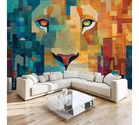 DILANI Papier Peint Panoramique Intissé Photo Mural Géométrie Du Lion 350x256 cm 3D Motif Muraux Geant Mat Poster Animaux Kawaii Décoration murale Art non tissé décoration chambre TV mur salon