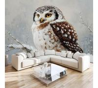 DILANI Papier Peint Panoramique Intissé Photo Mural Hibou 300x210 cm 3D Motif Muraux Geant Mat Poster Kawaii Animaux Décoration murale Art non tissé décoration chambre TV mur salon