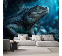 DILANI Papier Peint Panoramique Intissé Photo Mural Iguane Vert 350x256 cm 3D Motif Muraux Geant Mat Poster Kawaii Animaux Décoration murale Art non tissé décoration chambre TV mur salon