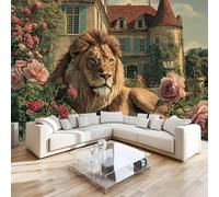 DILANI Papier Peint Panoramique Intissé Photo Mural Lion 150x105 cm 3D Motif Muraux Geant Mat Poster Kawaii Animaux Décoration murale Art non tissé décoration chambre TV mur salon