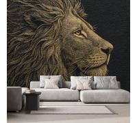 DILANI Papier Peint Panoramique Intissé Photo Mural Lion 300x210 cm 3D Motif Muraux Geant Mat Poster Kawaii Animaux Décoration murale Art non tissé décoration chambre TV mur salon