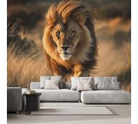 DILANI Papier Peint Panoramique Intissé Photo Mural Lion 400x280 cm 3D Motif Muraux Geant Mat Poster Kawaii Animaux Décoration murale Art non tissé décoration chambre TV mur salon