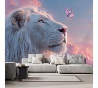DILANI Papier Peint Panoramique Intissé Photo Mural Lion Ciel étoilé 300x210 cm 3D Motif Muraux Geant Mat Poster Kawaii Animaux Décoration murale Art non tissé décoration chambre TV mur salon