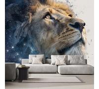 DILANI Papier Peint Panoramique Intissé Photo Mural Lion Ciel étoilé 400x280 cm 3D Motif Muraux Geant Mat Poster Kawaii Animaux Décoration murale Art non tissé décoration chambre TV mur salon