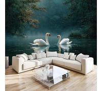 DILANI Papier Peint Panoramique Intissé Photo Mural Montagne Du Cygne Et Eau 150x105 cm 3D Motif Muraux Geant Mat Poster Paysage Décoration murale Art non tissé décoration chambre TV mur salon
