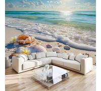 DILANI Papier Peint Panoramique Intissé Photo Mural Plage Bord De Mer 150x105 cm 3D Motif Muraux Geant Mat Poster Océan Lever De Soleil Décoration murale Art non tissé décoration chambre TV mur salon