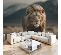 DILANI Papier Peint Panoramique Intissé Photo Mural Prairie Du Lion 366x254 cm 3D Motif Muraux Geant Mat Poster Animaux Kawaii Décoration murale Art non tissé décoration chambre TV mur salon