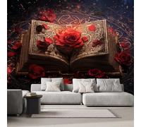DILANI Papier Peint Panoramique Intissé Photo Mural Roses 500x280 cm 3D Motif Muraux Geant Mat Poster Runes Rétro Décoration murale Art non tissé décoration chambre TV mur salon