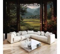 DILANI Papier Peint Panoramique Intissé Photo Mural Vue Par Fenêtre 366x254 cm 3D Motif Muraux Geant Mat Poster Paysage Décoration murale Art non tissé décoration chambre TV mur salon